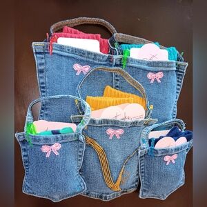 Handmade Denim Pocket Pouch Filled With Goodies!